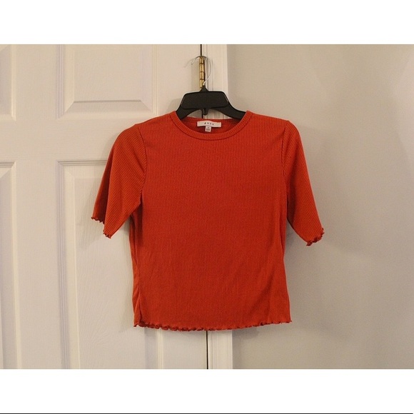 Coral Ribbed Crop Top - Picture 3 of 7